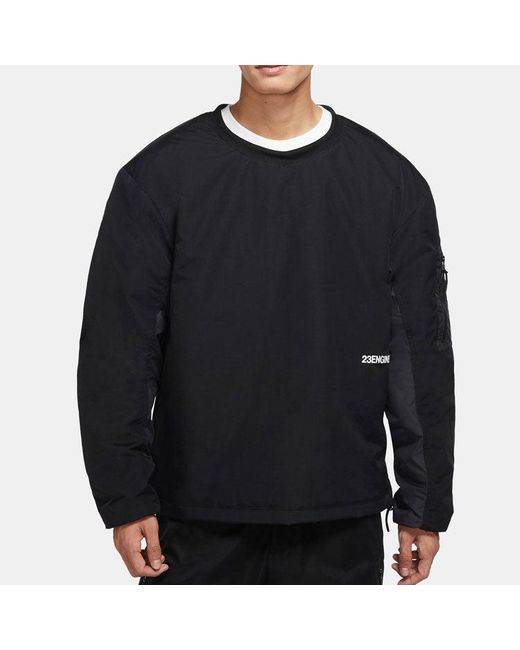 Nike Blue 23 Engineered Contrast Color Stitching Round Neck Pullover Padded Clothes for men