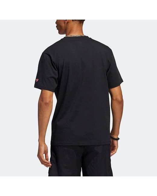 Adidas Black Originals Shmoofoil Pattern Printing Athleisure Casual Sports Short Sleeve Couple Style for men