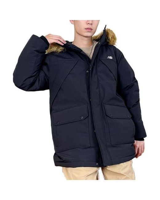 New Balance Blue Warm Hooded Down Jacket for men