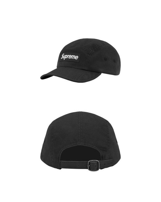 Supreme Black Washed Chino Twill Camp Cap for men