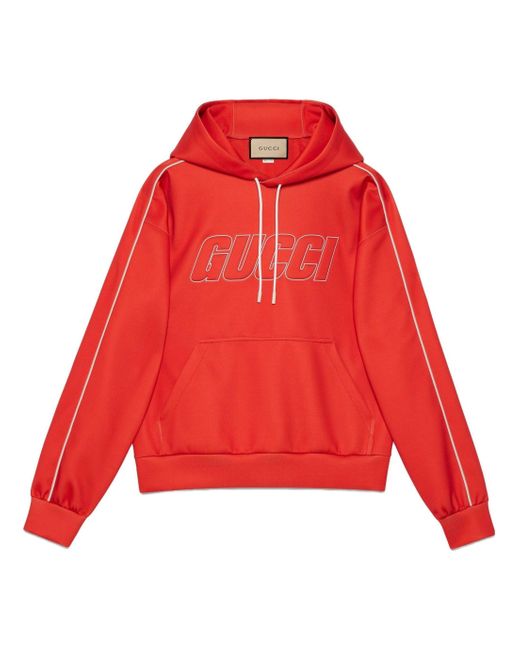 Gucci Red Neoprene Hooded Sweatshirt for men