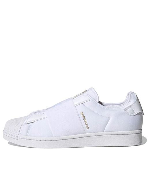 Adidas White Superstar Slip-On Shoes Metallic' for men
