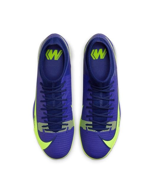 Nike Blue Mercurial Superfly 8 Academy Tf Turf High-Top Soccer Shoes for men
