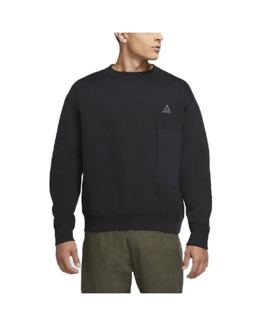 Nike Black Acg Casual Sports Fleece Round Neck Pullover Long Sleeves for men