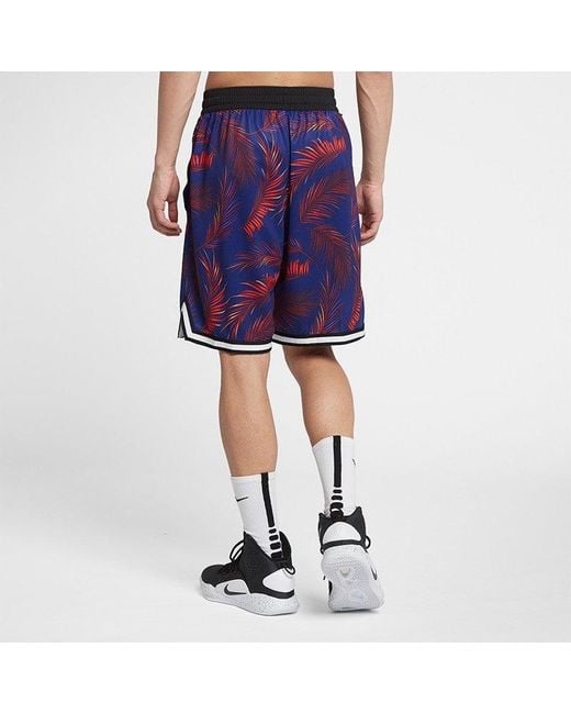 Nike Blue Flowers Logo Printing Drawstring Basketball Shorts for men
