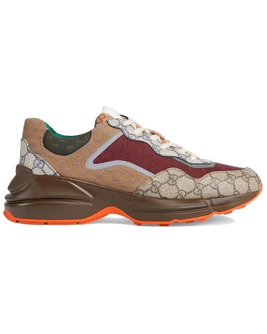 Gucci Brown Rhyton Monogram-print Canvas Low-top Trainers for men