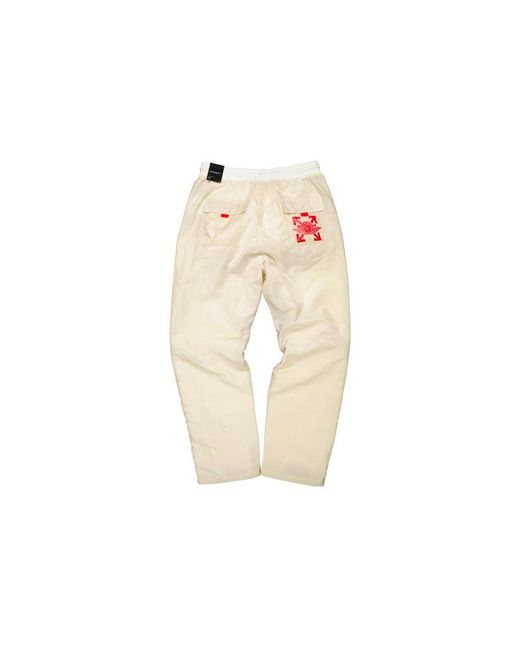 Off-White c/o Virgil Abloh Natural Air Jordan X Off- Logo Printing Sports Long Pants for men