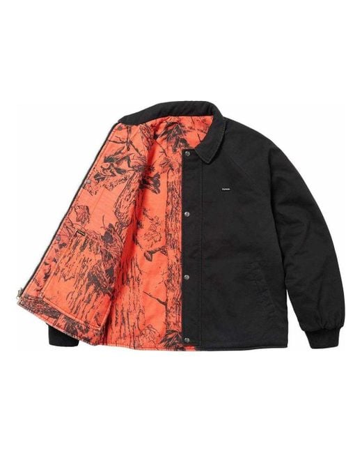 Supreme X Realtree Reversible Quilted Work Jacket in Red for Men