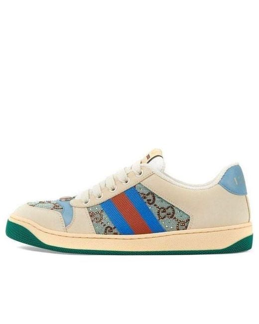 Gucci Blue Screener Sneaker With Crystals, , Gg Canvas
