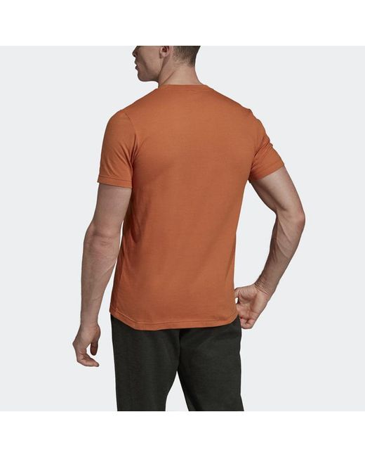 Adidas Orange Mh Bos Tee Gym Training Sports Round Neck Short Sleeve Khaki for men