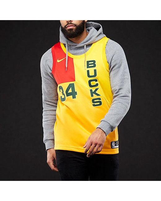 Nike Orange Giannis Antetokounmpo City Edition Milwaukee Bucks Swingman Jersey for men