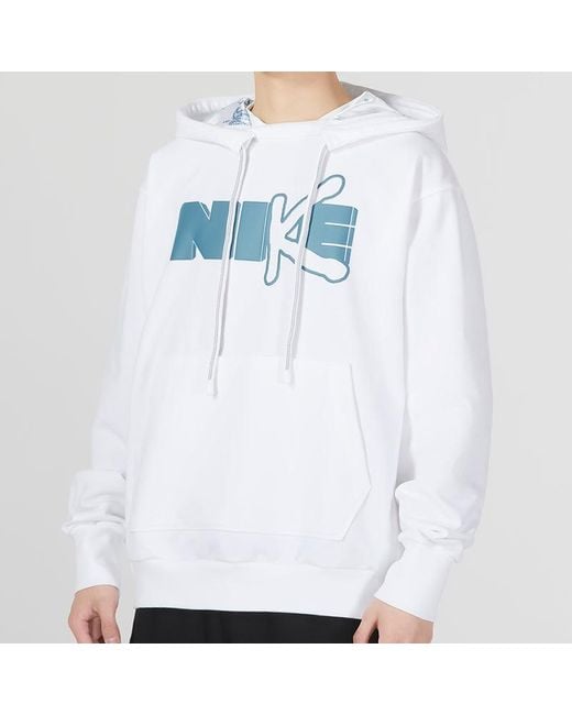 Nike White Dri-Fit Standard Issue Premium Pullover Basketball Hooded Top for men