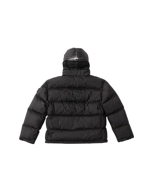 Supreme X Stone Island Painted Camo Crinkle Down Jacket in Black