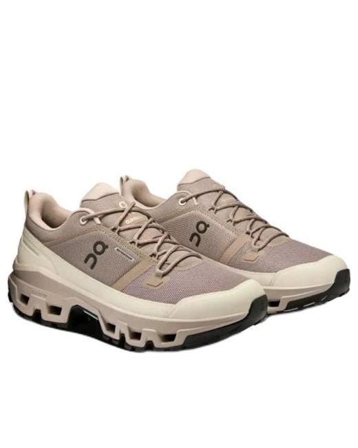 On Shoes Brown Cloudrock Low Wp 'Cinder Fog' for men