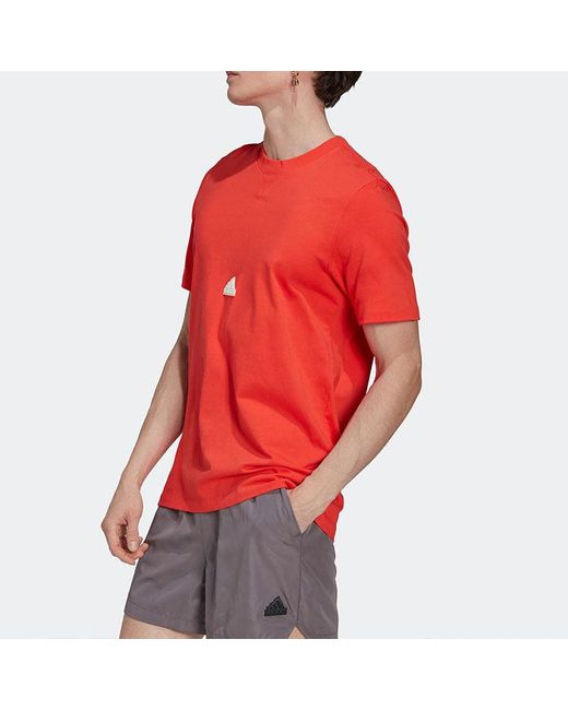 Adidas Red Ss22 Logo Printing Pullover Short Sleeve T-Shirt for men