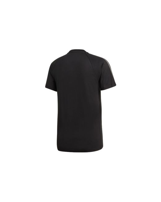 Adidas Black Originals Stripe Logo Micro Mark Round Neck Casual Short Sleeve for men