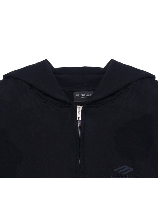 Balenciaga Blue Heavy Metal Zip-Up Hoodie Small Fit Faded'