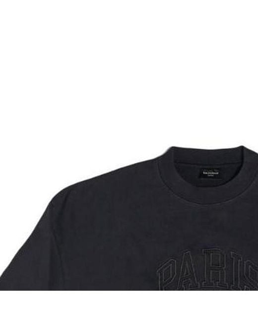 Balenciaga Blue Cities Paris Embroidered Logo Sweatshirt for men