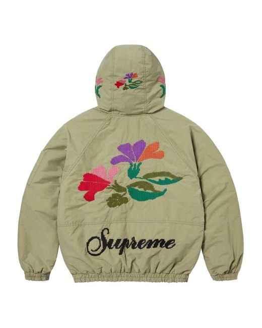 Supreme Green Needlepoint Hooded Jacket for men
