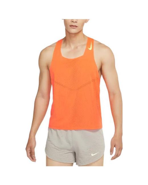 Nike Orange Solid Color Logo Breathable Quick Dry Running Training Sports Vest for men