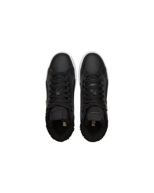PUMA Black 1948 Mid Lfur Mid-Top Fleece Lined Casual Skate Shoes
