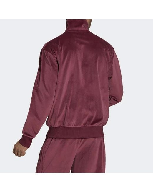 Adidas Red Originals Adicolor Velour Track Jacket for men