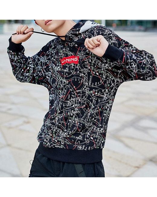 Li-ning Black Flag Casual Sports Pullover Hoodie for men