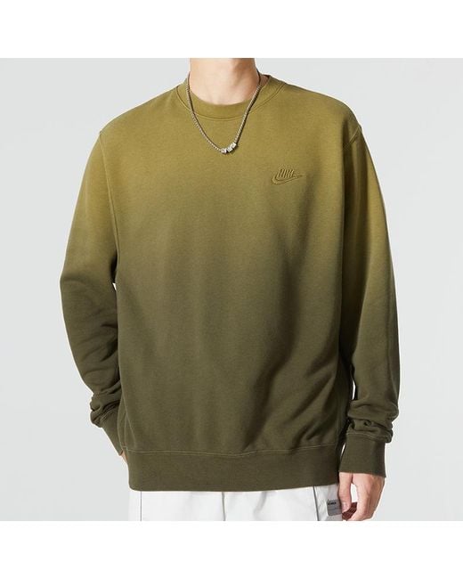 Nike Green Gradient Logo Casual Loose Long Sleeves Pullover Round Neck Dark for men