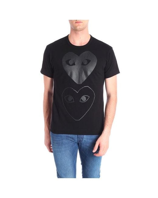 COMME DES GARÇONS PLAY Black Double Hearts T-Shirt for men