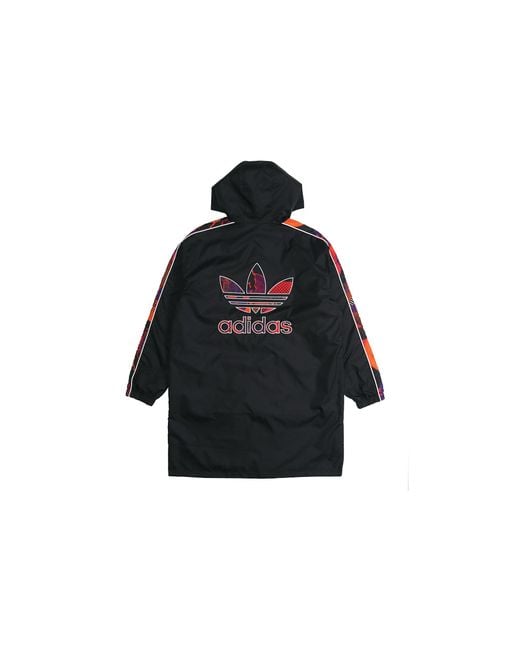 Adidas Red Originals Cny Parka Casual Hooded Sports Reversible Mid-Length Trench Coat Jacket for men