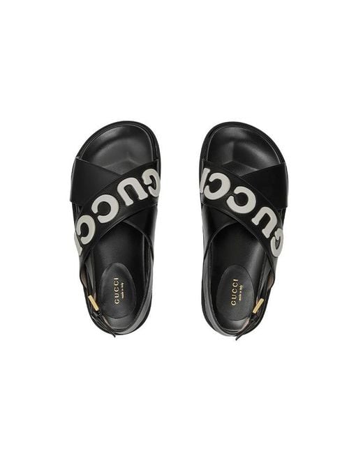 Gucci Black (Wmns) Sandal With Logo Script