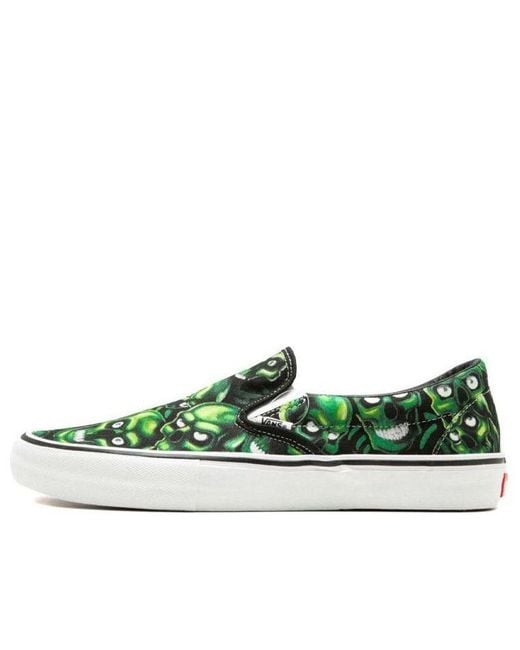 Vans Green Supreme X Slip-On 'Glow-In-The-Dark Skull Pile' for men