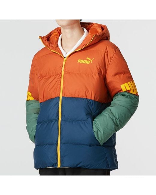 PUMA Orange Power Down Hooded Jacket for men