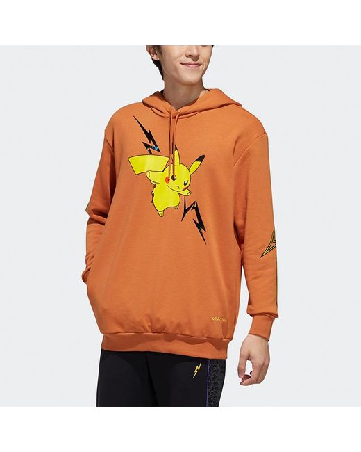 Adidas Orange Neo M Pkmn Pikachu Pattern Printing Hooded Drawstring Khaki for men
