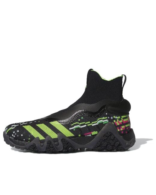 Adidas Black Codechaos Laceless Primeknit Boost Lucid Lemon' for men