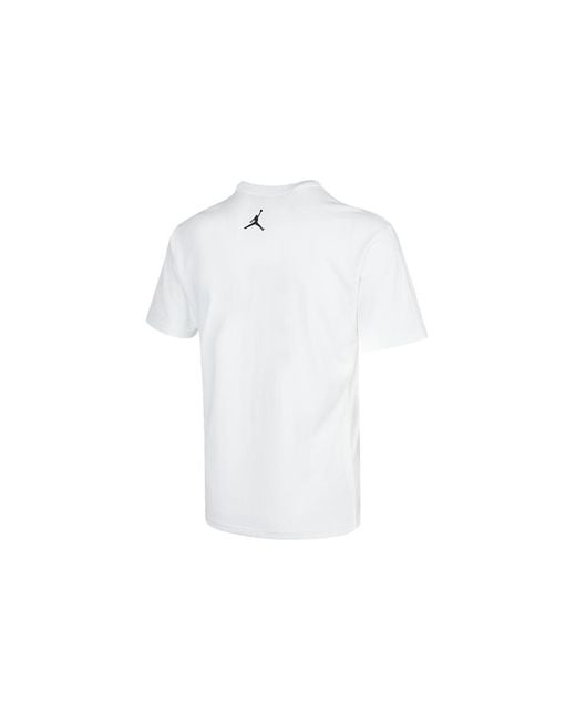 Nike White Pocket Shoes Embroidered Solid Color Round Neck Short Sleeve T-Shirt for men