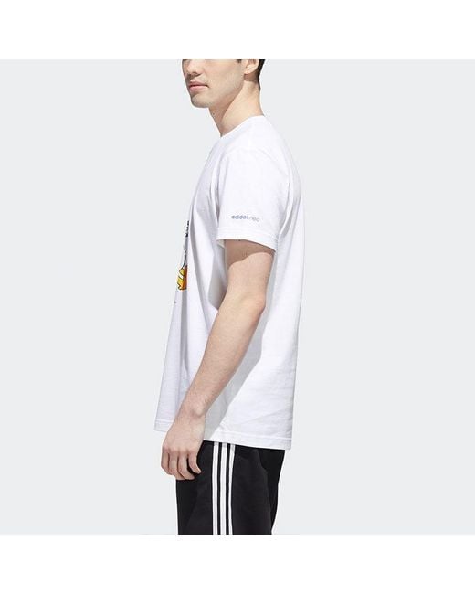 Adidas White Neo X Disney Crossover Donald Duck Printing Casual Short Sleeve for men