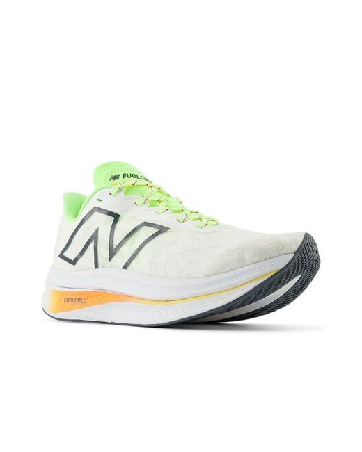 New Balance White Fuelcell Supercomp Trainer V2 Lime Hot Mango' for men