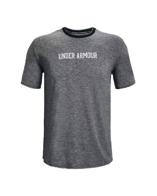 Under Armour Gray Recover Contrasting Colors Logo Sports Round Neck Short Sleeve for men