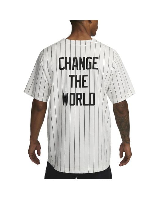 Nike Gray Change The World 42 Baseball Jersey for men