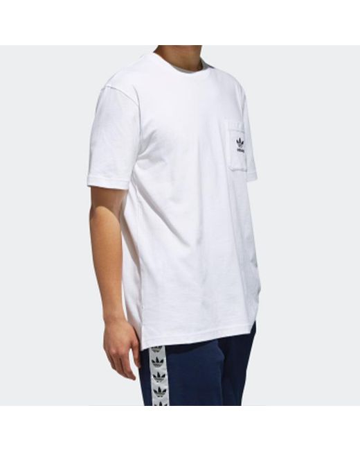Adidas White Originals Solid Color Pocket Logo Short Sleeve for men