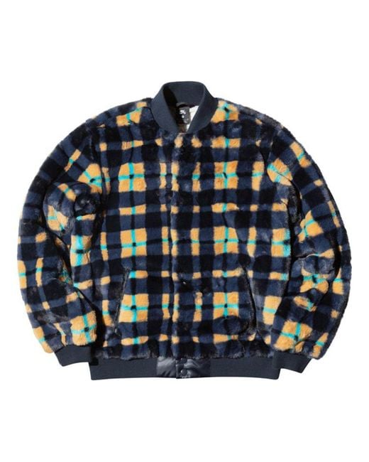 Nike Blue Sb Dunk High X Concepts Crossover Skateboard Sports Plush Plaid Jacket Asia Edition Colorblock for men