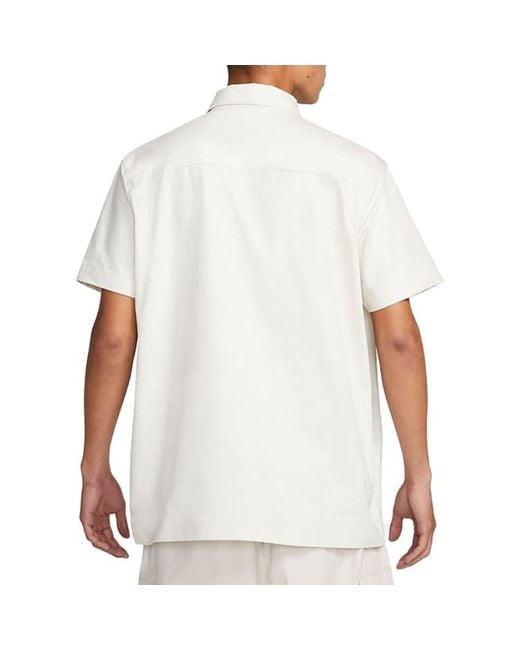 Nike White Life Woven Military Short-sleeve Button-down Shirt Cotton for men