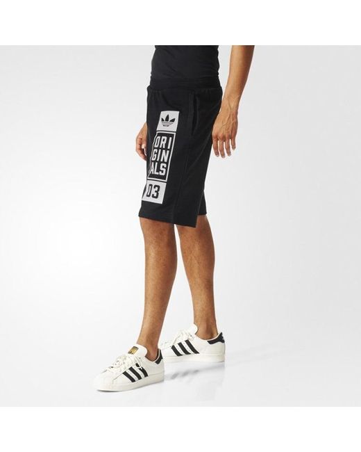 Adidas Black Originals Logo Printing Casual Sports Running Shorts for men