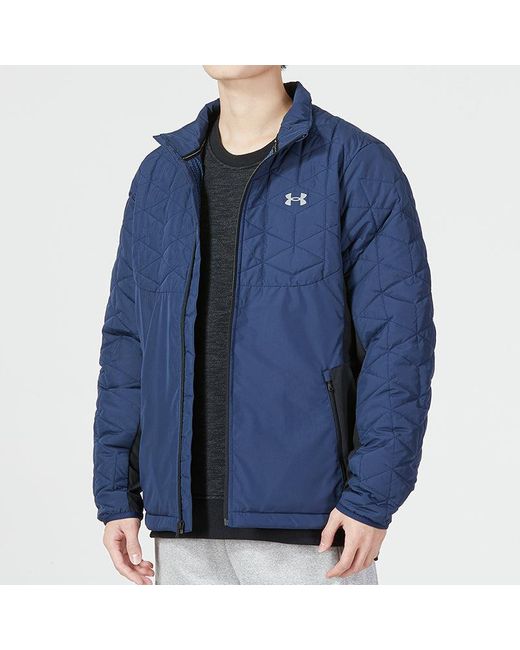 Under Armour Blue Ua Coldgear Reactor Storm Hybrid Full Zip Golf Jacket for men