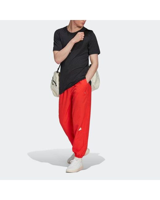 Adidas Red Woven Tracksuit Bottoms for men