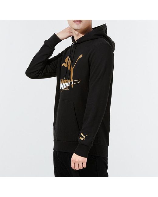 PUMA Black Sports Running Casual Loose Hooded Pullover Long Sleeves for men