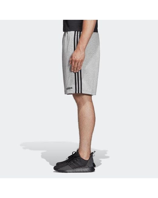 Adidas Gray Stripe Logo Training Knit Casual Sports Shorts for men