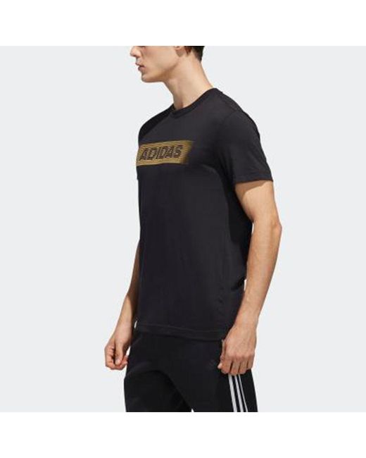 Adidas Black Ai Gfx Ss Foil Sports Bronzing Printing Round Neck Short Sleeve for men