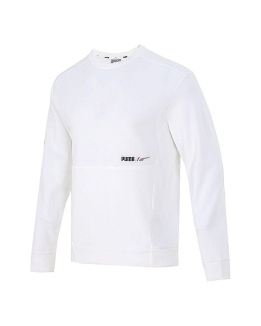 PUMA White Training Sports Breathable Round Neck Pullover for men
